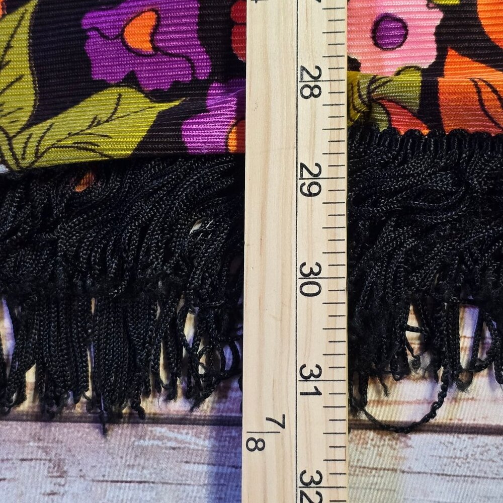 Vintage 70s Floral Fringe Dress Women's Size 5 - Picture 7 of 7